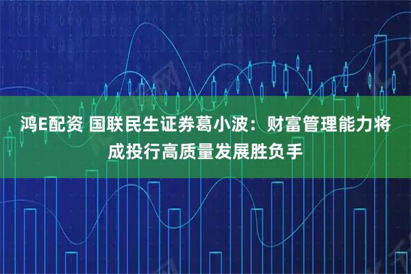 鸿E配资 国联民生证券葛小波：财富管理能力将成投行高质量发展胜负手
