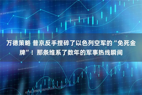 万德策略 普京反手捏碎了以色列空军的“免死金牌”！那条维系了数年的军事热线瞬间